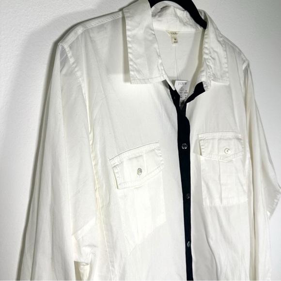 NWT J Crew Cotton Pop Over Long Sleeved Collared Mini Shirt Dress Size Medium - Picture 4 of 11